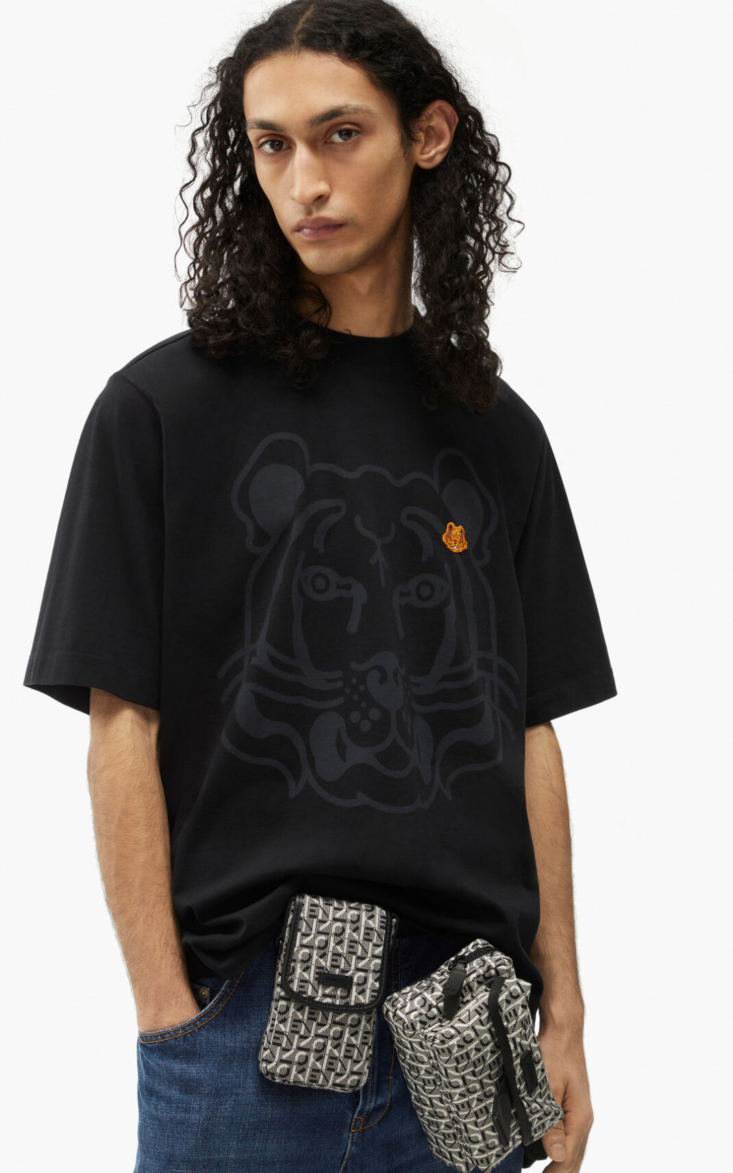 Camisetas Kenzo K Tiger oversized Hombre Negras XQJ145098